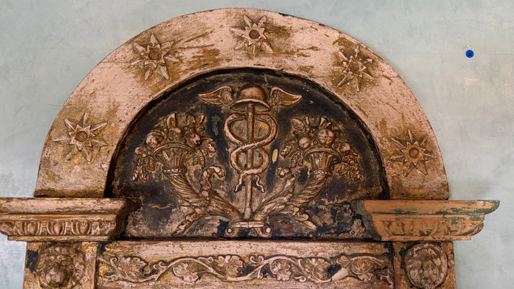 18th Century Italian Apothecary Tabernacle Mirror - Caduceus of Mercury with Cornucopia