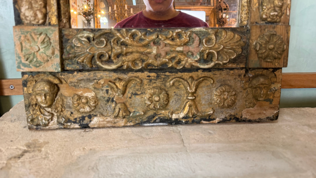 18th Century Italian Apothecary Tabernacle Mirror - Caduceus of Mercury with Cornucopia