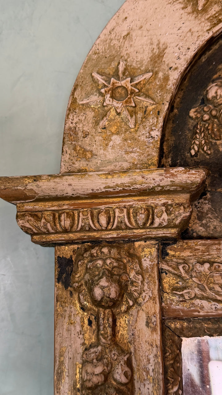 18th Century Italian Apothecary Tabernacle Mirror - Caduceus of Mercury with Cornucopia
