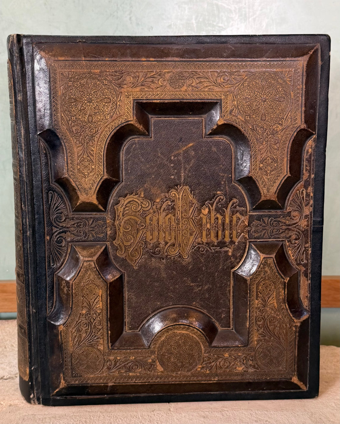 Antique 1870s Victorian Family Holy Bible - Large Leather Bound