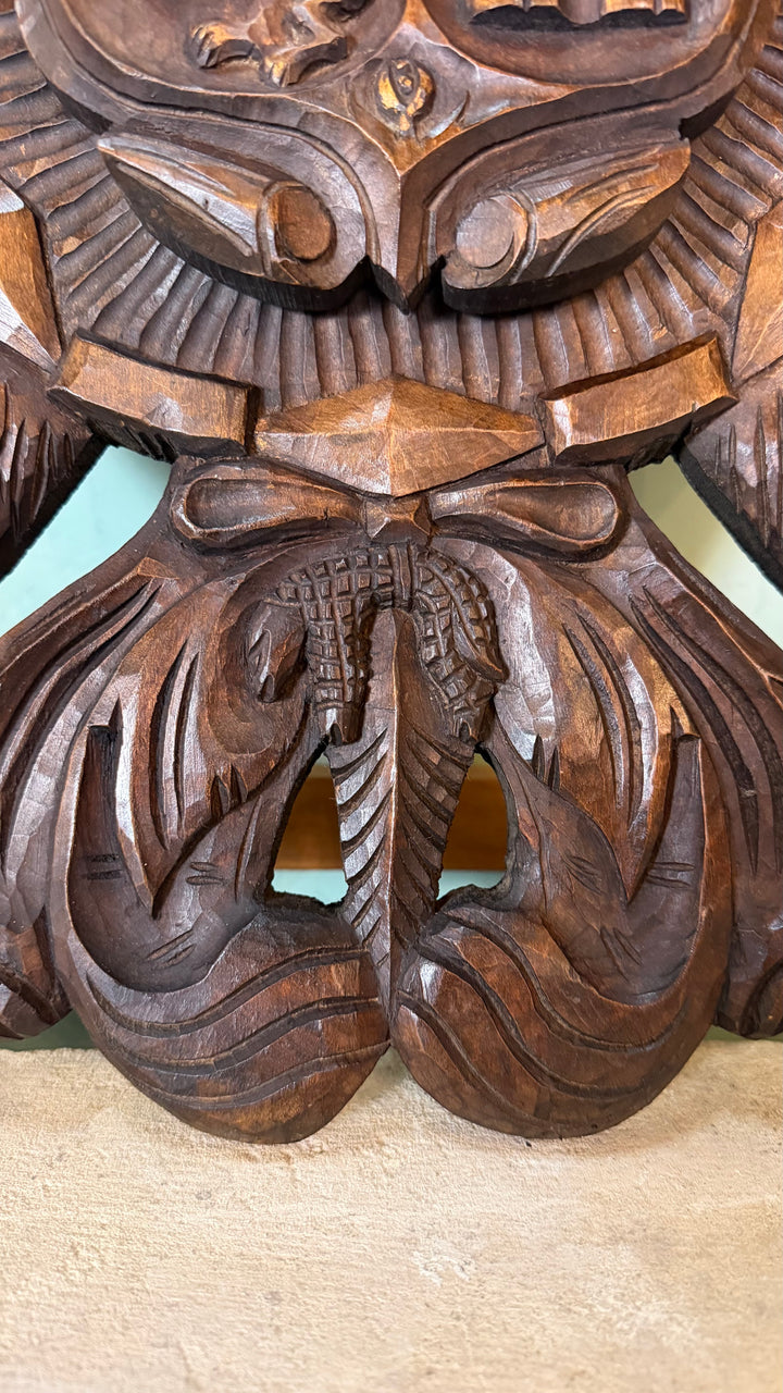 Hand-Carved Spanish Coat of Arms - Double-Headed Eagle with Crown