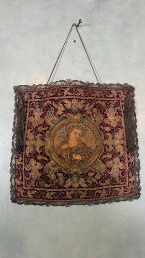 18th Century Italian Baroque Processional Banner - Saint Cecilia with Harp