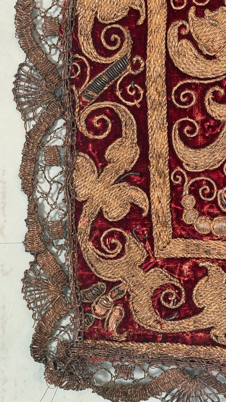 18th Century Italian Baroque Processional Banner - Saint Cecilia with Harp