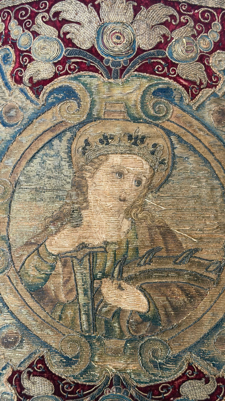 18th Century Italian Baroque Processional Banner - Saint Cecilia with Harp