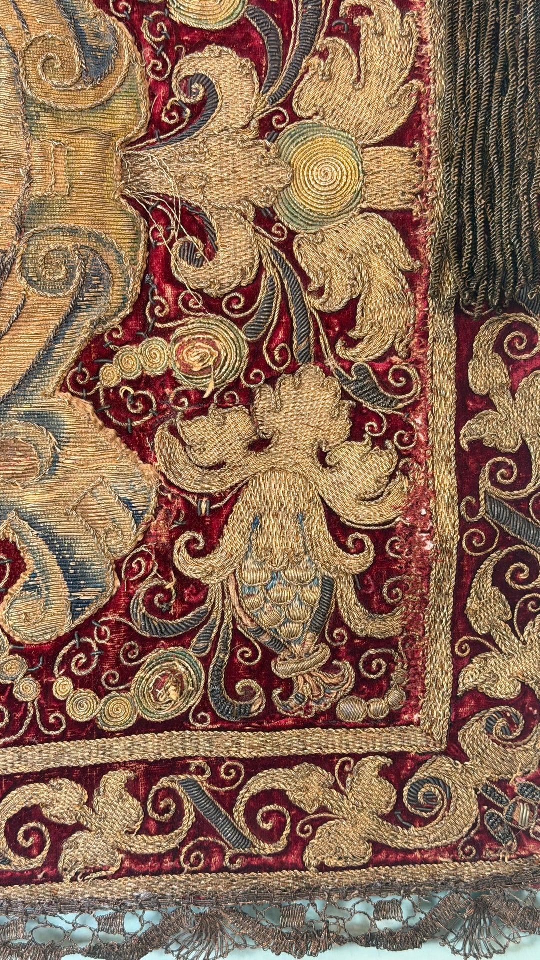 18th Century Italian Baroque Processional Banner - Saint Cecilia with Harp