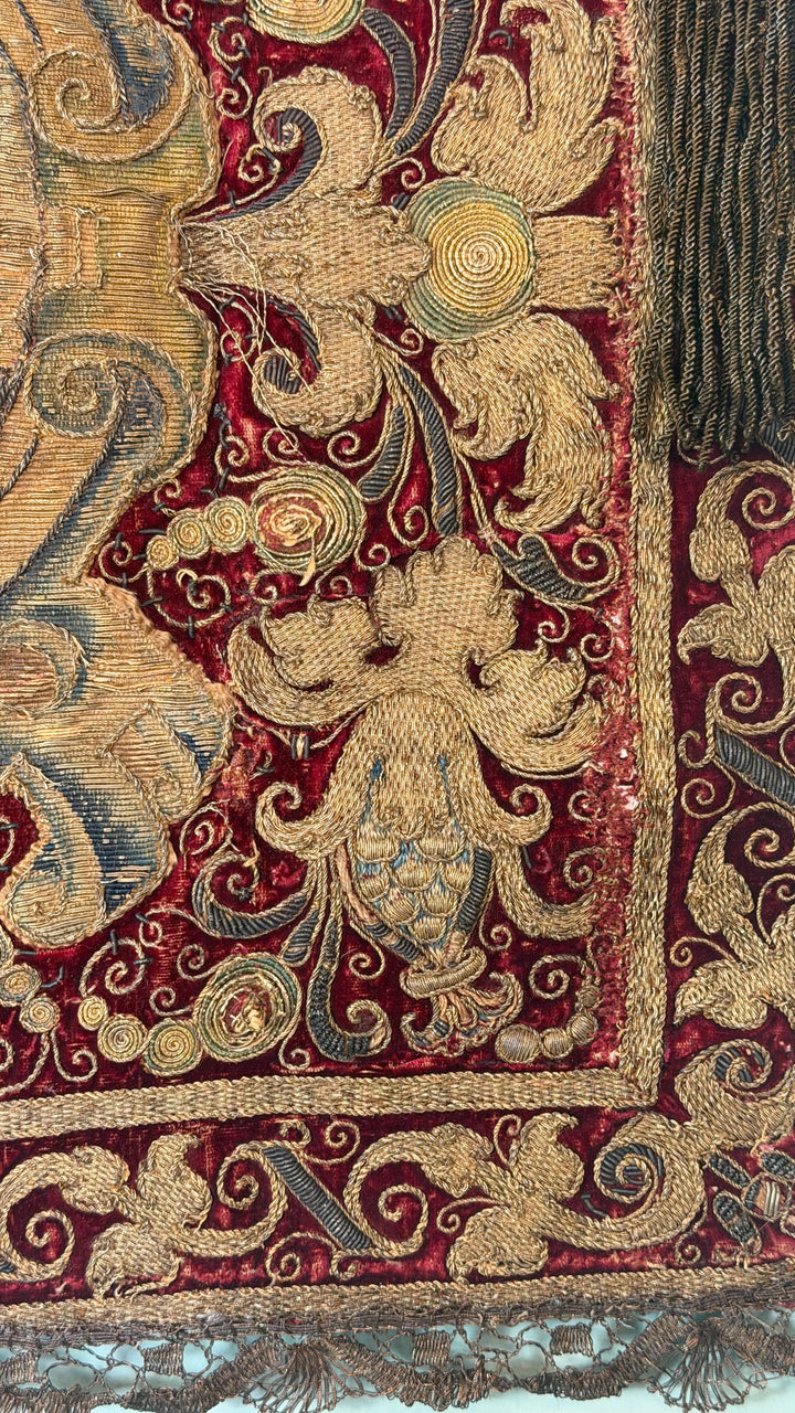 18th Century Italian Baroque Processional Banner - Saint Cecilia with Harp