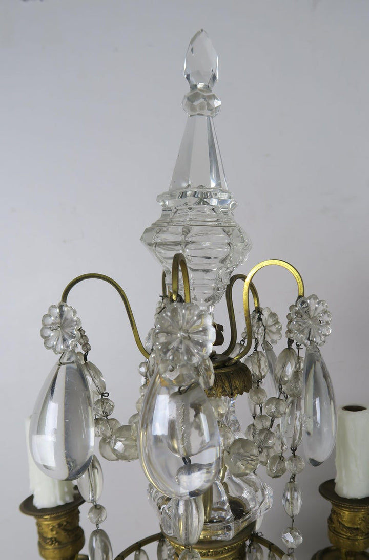 19th Century French Bronze and Crystal Girandles, Pair