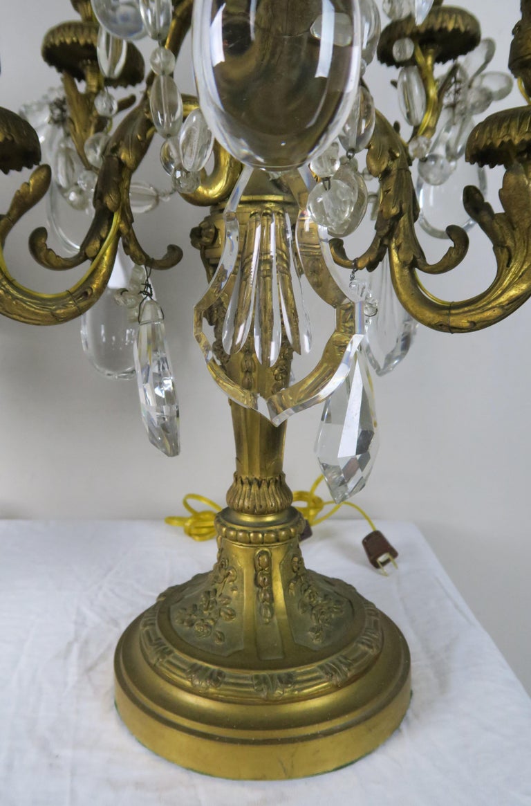 19th Century French Bronze and Crystal Girandles, Pair