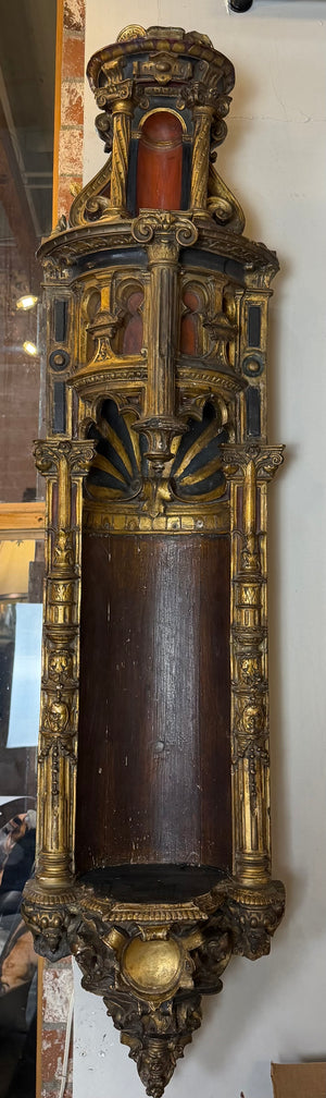 Antique 17th Century Spanish Baroque Giltwood Wall Niche