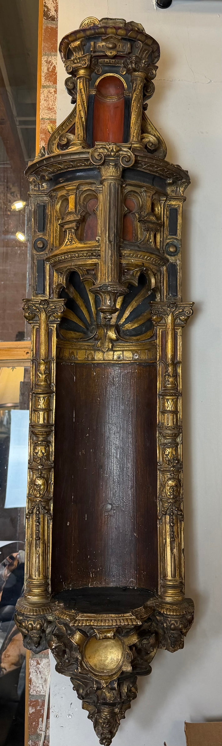 Antique 17th Century Spanish Baroque Giltwood Wall Niche