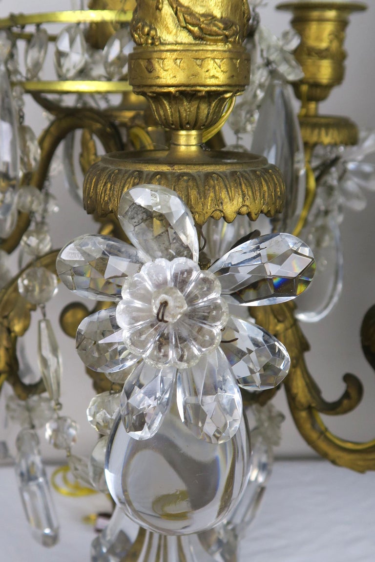 19th Century French Bronze and Crystal Girandles, Pair