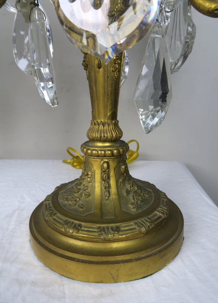 19th Century French Bronze and Crystal Girandles, Pair