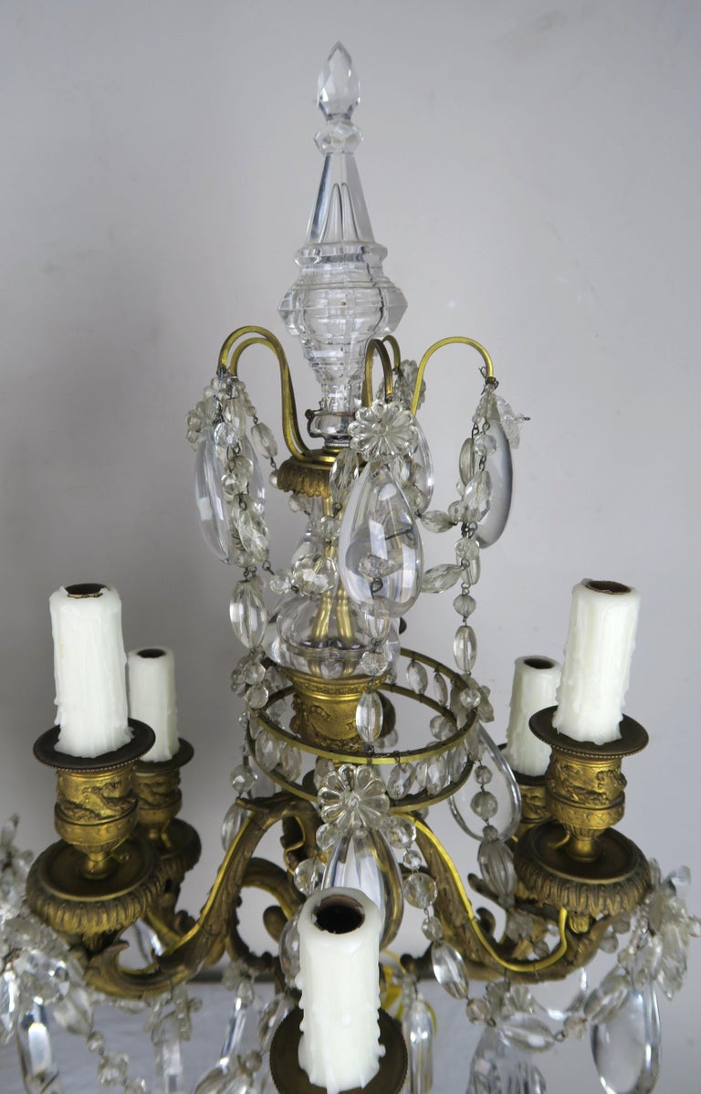 19th Century French Bronze and Crystal Girandles, Pair