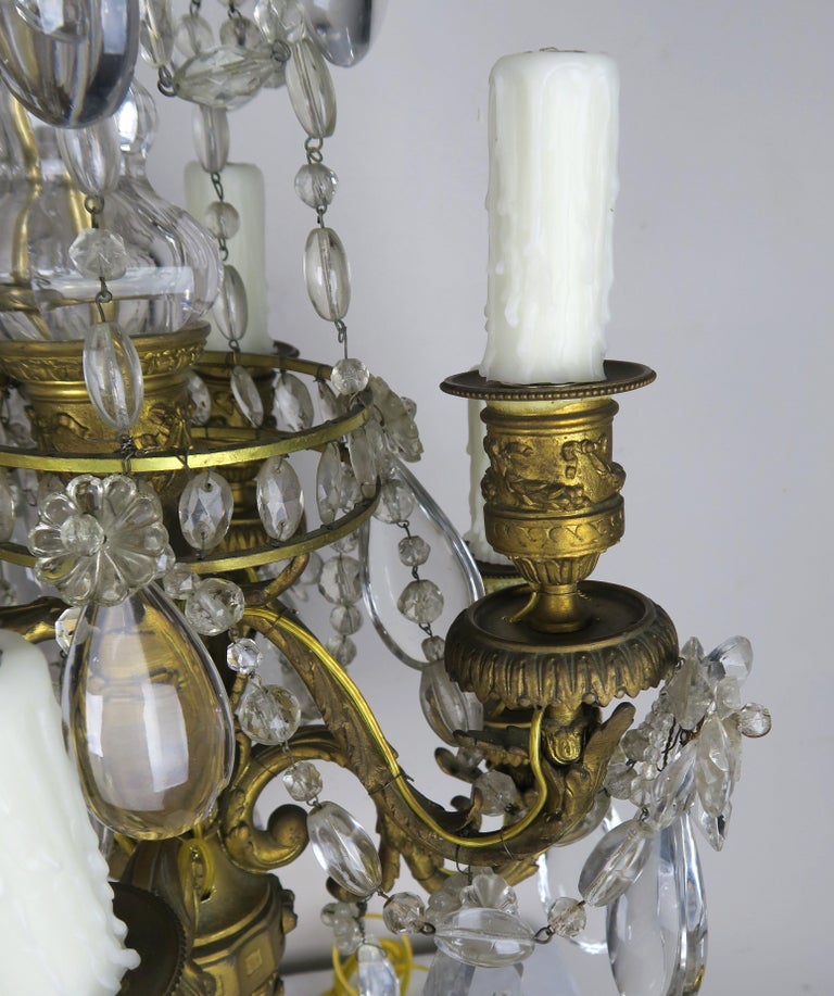 19th Century French Bronze and Crystal Girandles, Pair