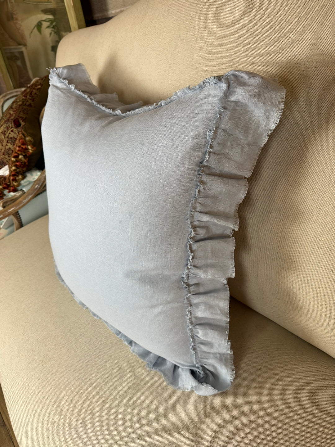 Ruffled Linen Pillow Miamar Signature Collection Optic
