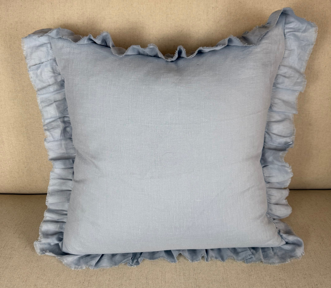 Ruffled Linen Pillow Miamar Signature Collection Optic
