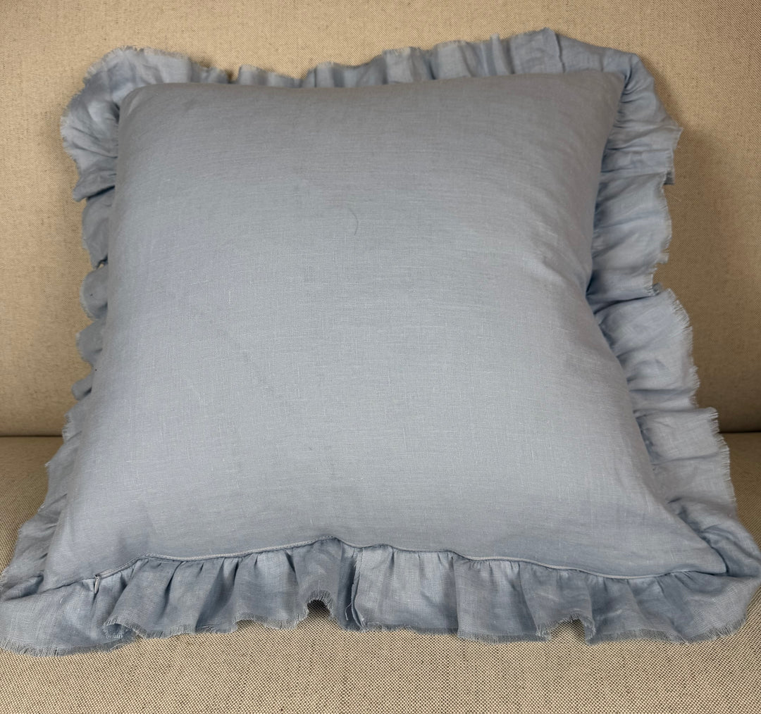Ruffled Linen Pillow Miamar Signature Collection Optic