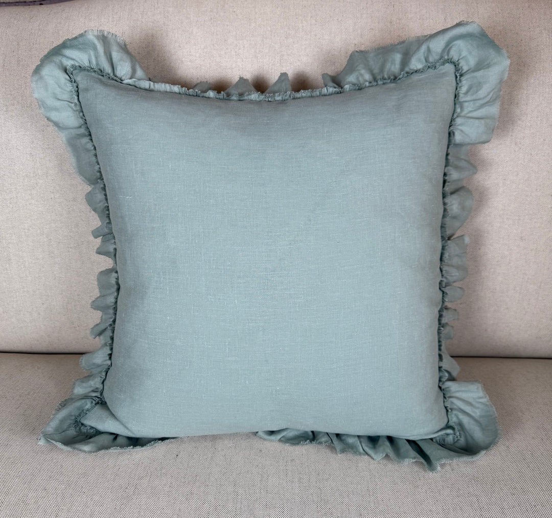 Ruffled Linen Pillow Miamar Signature Collection Optic