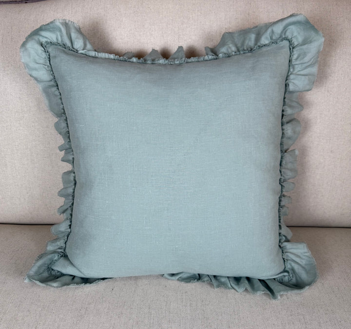 Ruffled Linen Pillow Miamar Signature Collection Optic