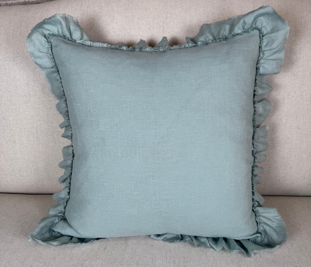 Ruffled Linen Pillow Miamar Signature Collection Optic