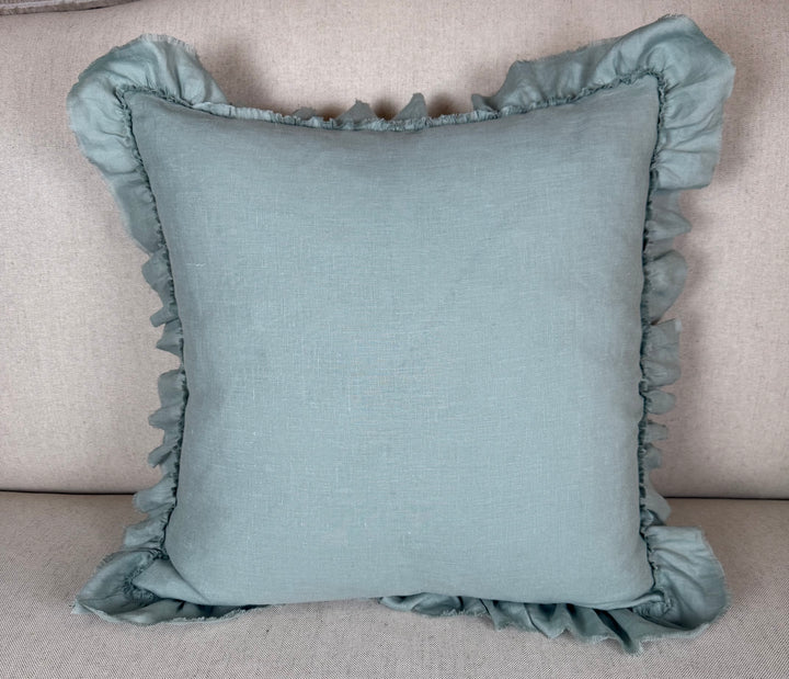 Ruffled Linen Pillow Miamar Signature Collection Optic
