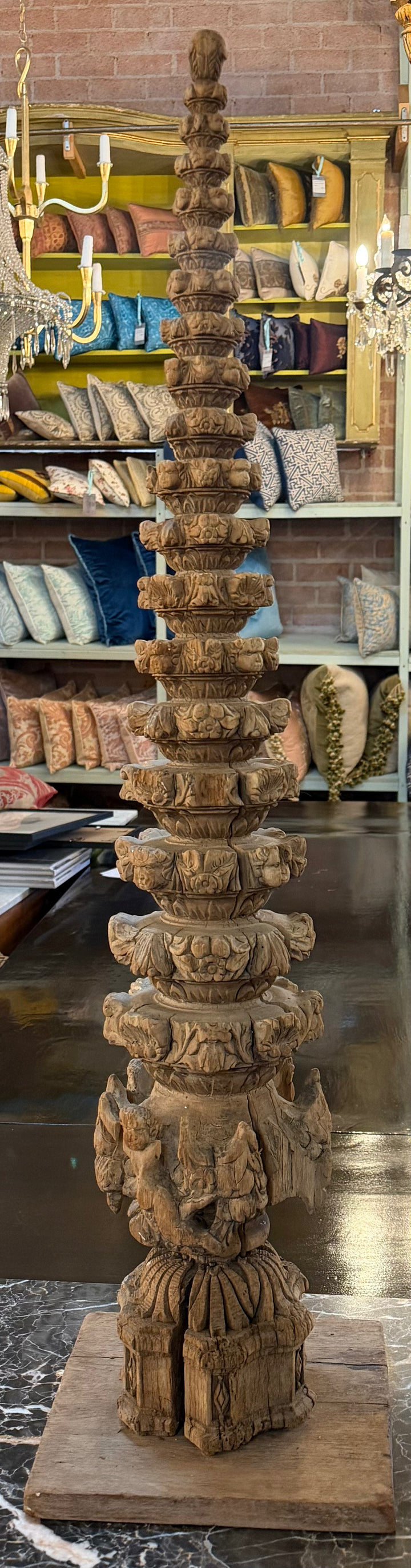 18th Century Spanish Colonial Baroque Column - Carved Teak Pillar