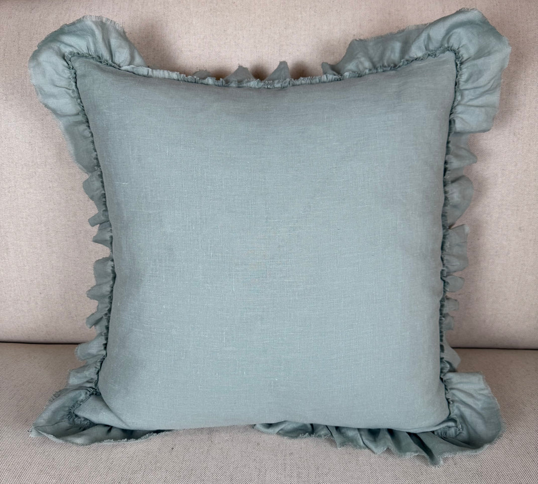Ruffled Linen Pillow Miamar Signature Collection Optic