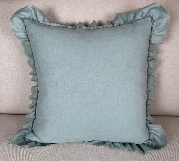 Ruffled Linen Pillow Miamar Signature Collection Optic
