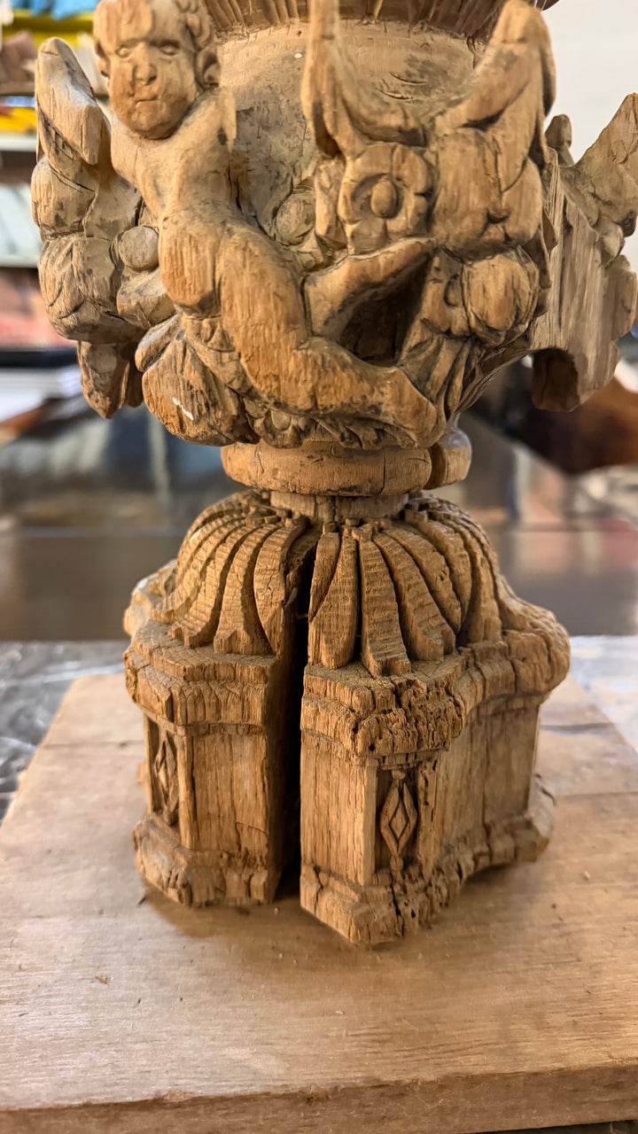 18th Century Spanish Colonial Baroque Column - Carved Teak Pillar