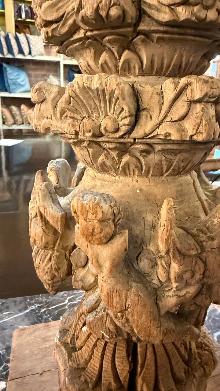 18th Century Spanish Colonial Baroque Column - Carved Teak Pillar