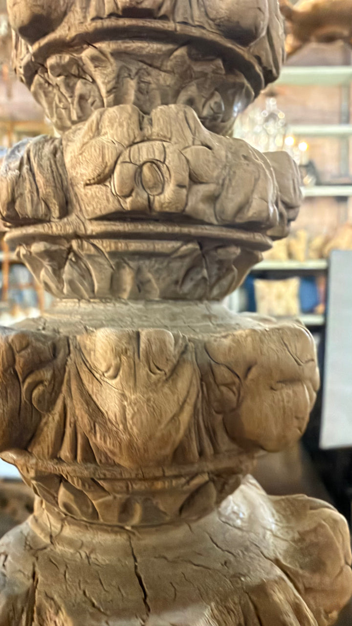 18th Century Spanish Colonial Baroque Column - Carved Teak Pillar