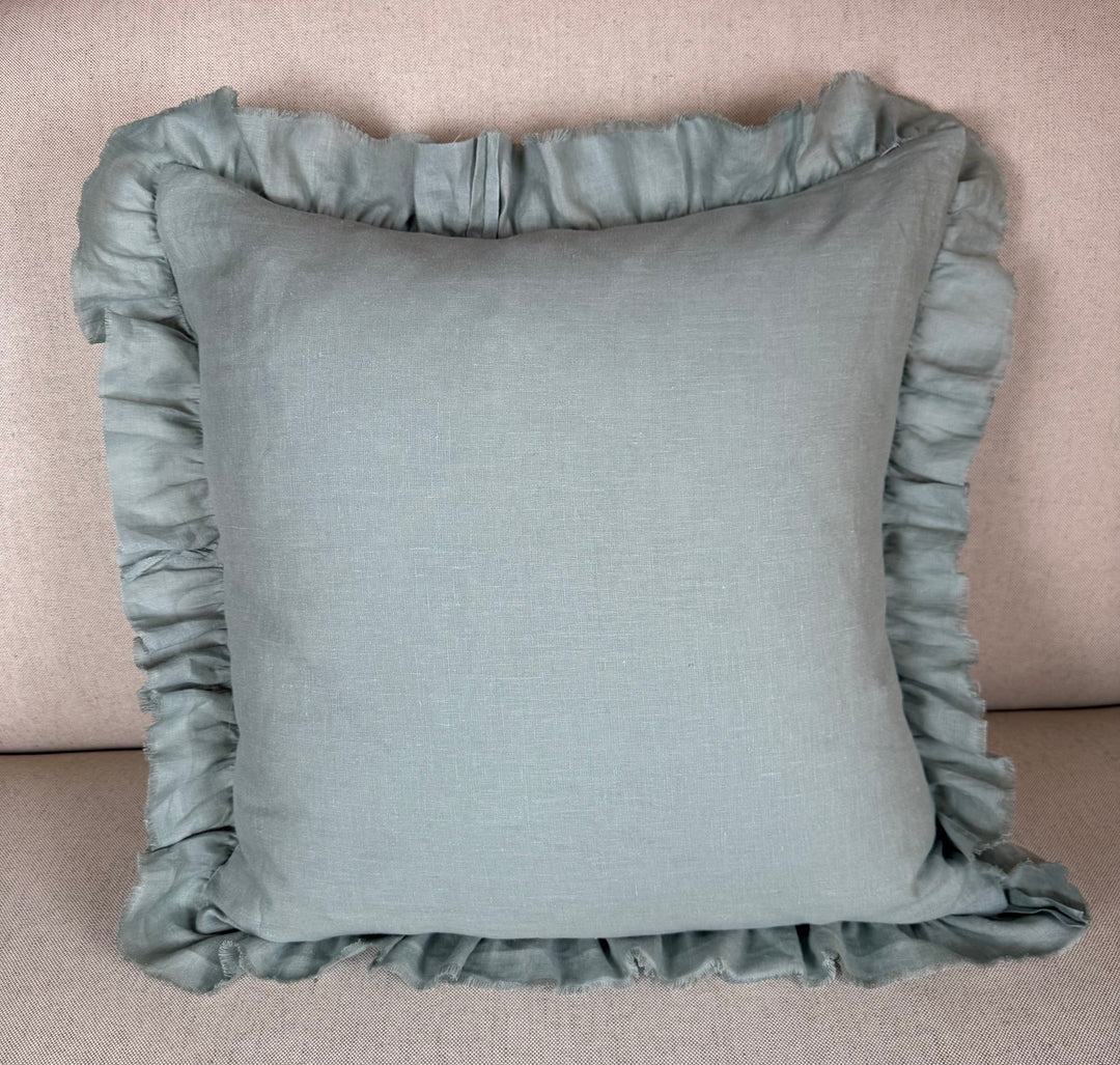 Ruffled Linen Pillow Miamar Signature Collection Optic