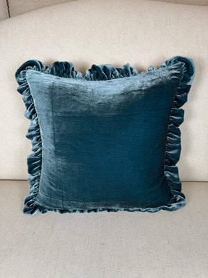 Ruffled Silk Velvet Pillow, Miamar Signature Collection