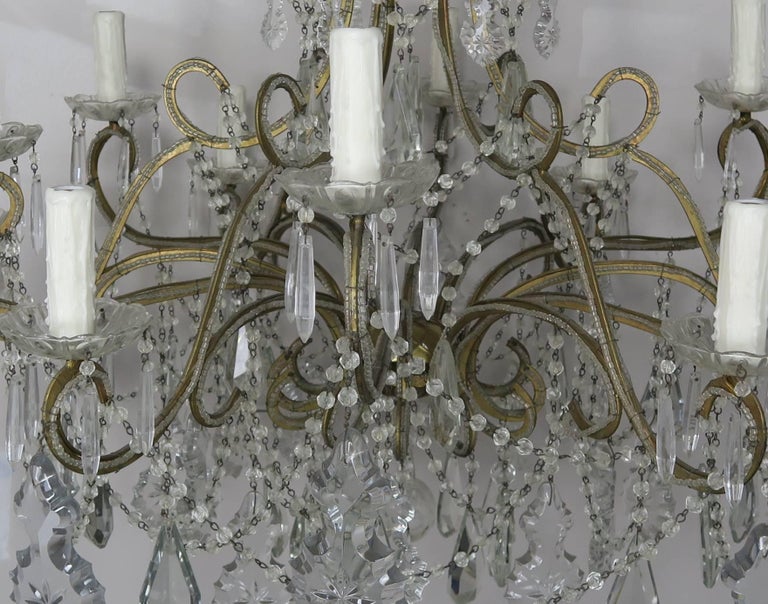 French Crystal Beaded Louis XV Style Chandelier, circa 1930s