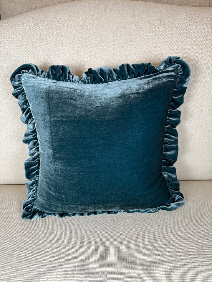 Ruffled Silk Velvet Pillow, Miamar Signature Collection