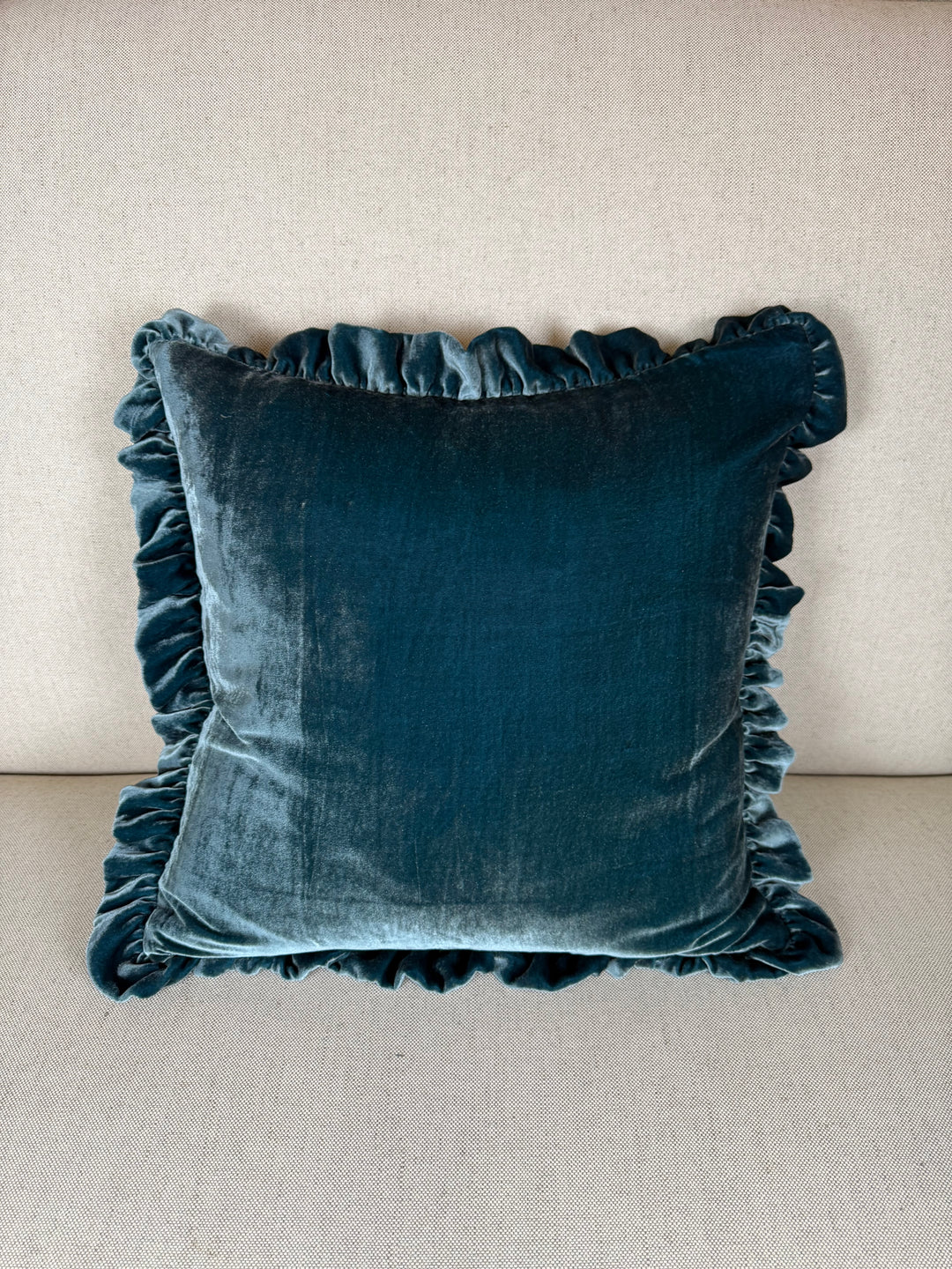 Ruffled Silk Velvet Pillow, Miamar Signature Collection