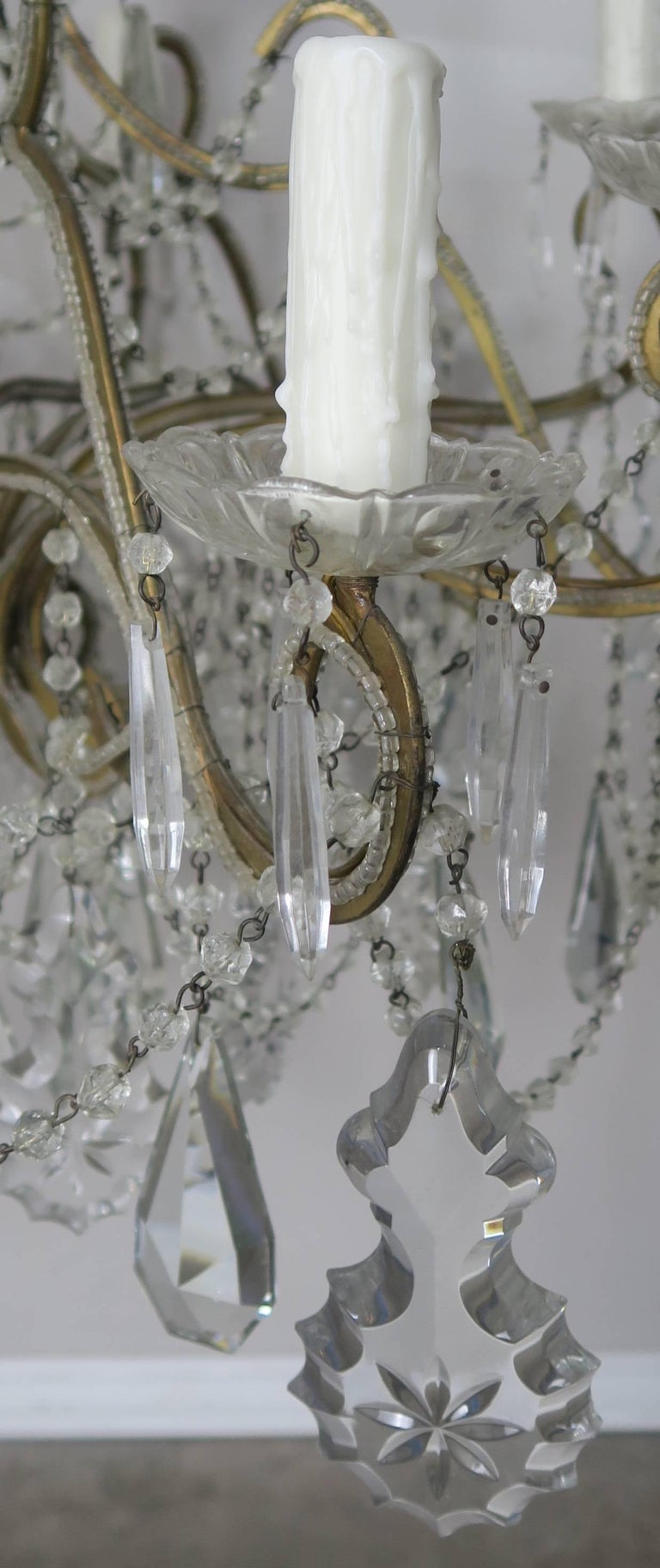 French Crystal Beaded Louis XV Style Chandelier, circa 1930s