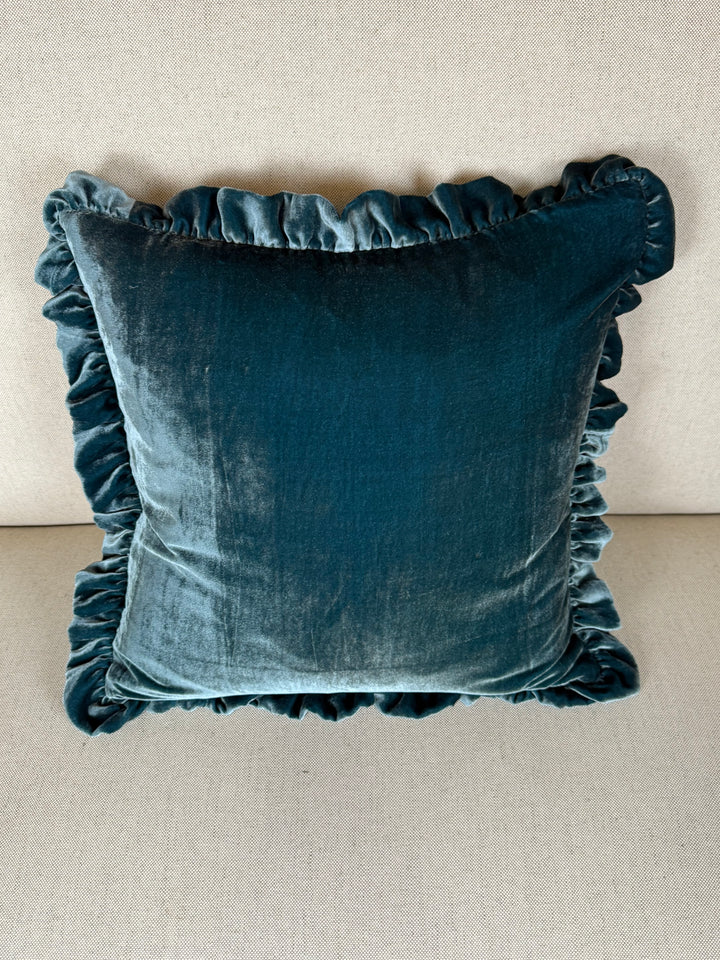 Ruffled Silk Velvet Pillow, Miamar Signature Collection