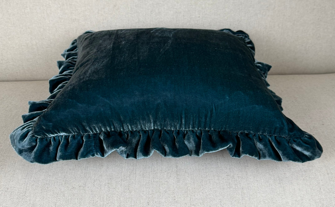 Ruffled Silk Velvet Pillow, Miamar Signature Collection