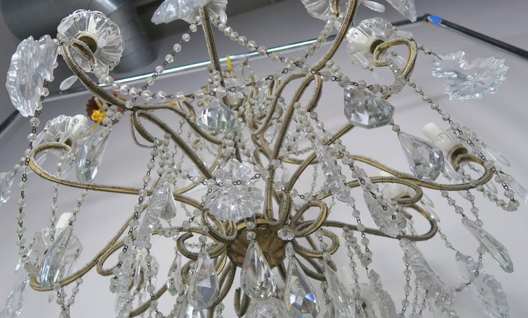 French Crystal Beaded Louis XV Style Chandelier, circa 1930s