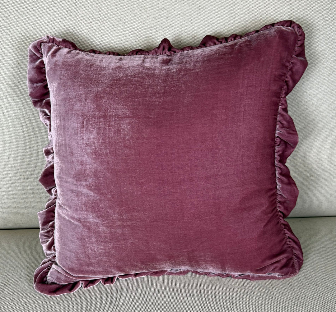Ruffled Silk Velvet Pillow, Miamar Signature Collection