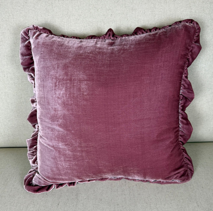 Ruffled Silk Velvet Pillow, Miamar Signature Collection