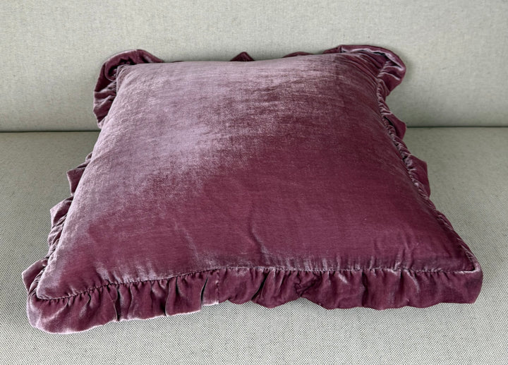 Ruffled Silk Velvet Pillow, Miamar Signature Collection