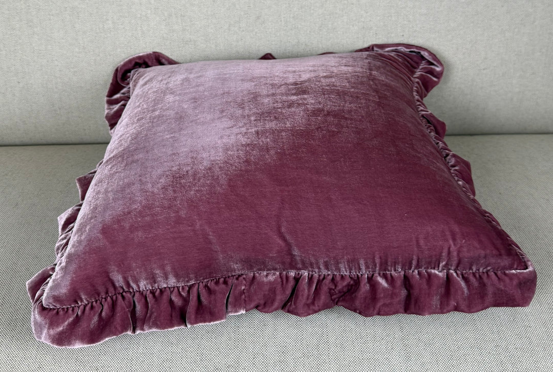 Ruffled Silk Velvet Pillow, Miamar Signature Collection