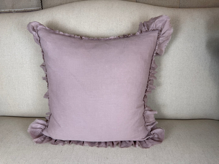 Ruffled Linen Pillow Miamar Signature Collection Optic