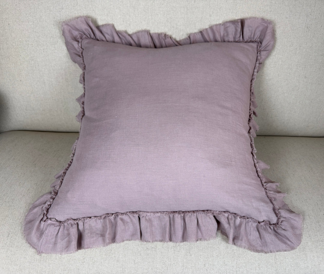 Ruffled Linen Pillow Miamar Signature Collection Optic