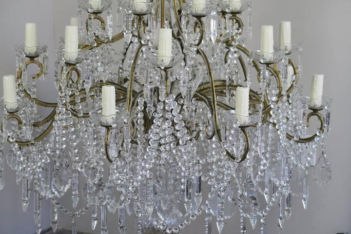 Monumental Italian Crystal Beaded Arm Chandelier