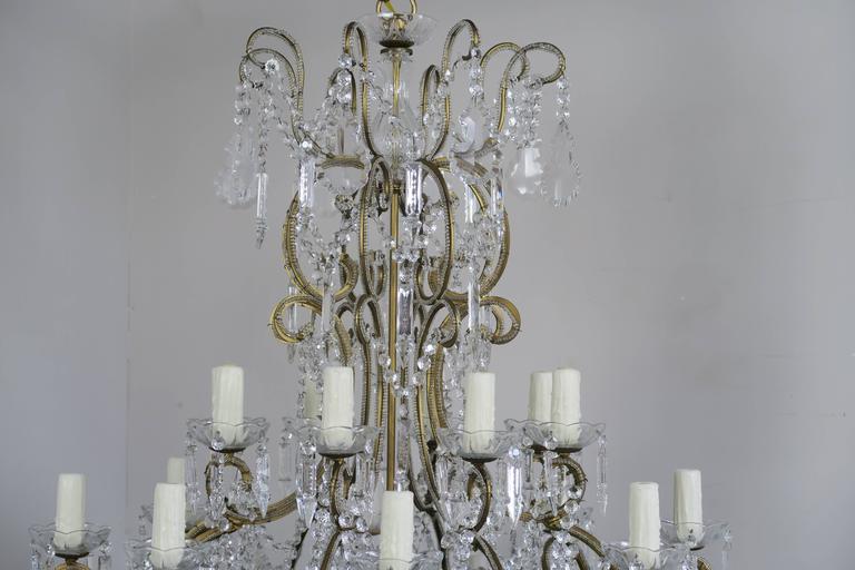 Monumental Italian Crystal Beaded Arm Chandelier