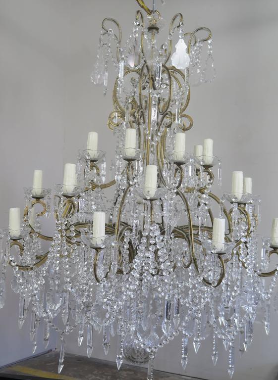 Monumental Italian Crystal Beaded Arm Chandelier