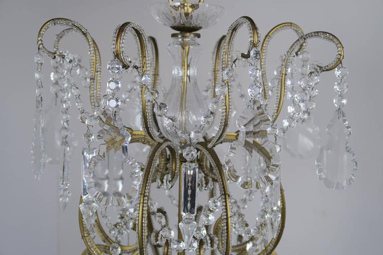 Monumental Italian Crystal Beaded Arm Chandelier